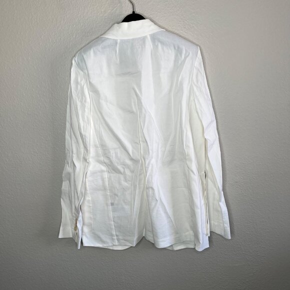 Theory Womens White Minimalist Linen Blend Blazer Size 4 Eco Crunch Wash - Picture 7 of 9